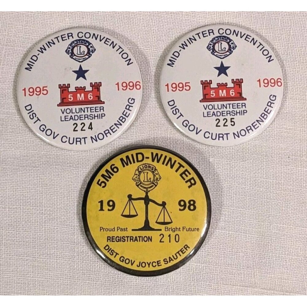 Lions Club Pinback Button District Governor International Nurenberg Sauter 90s